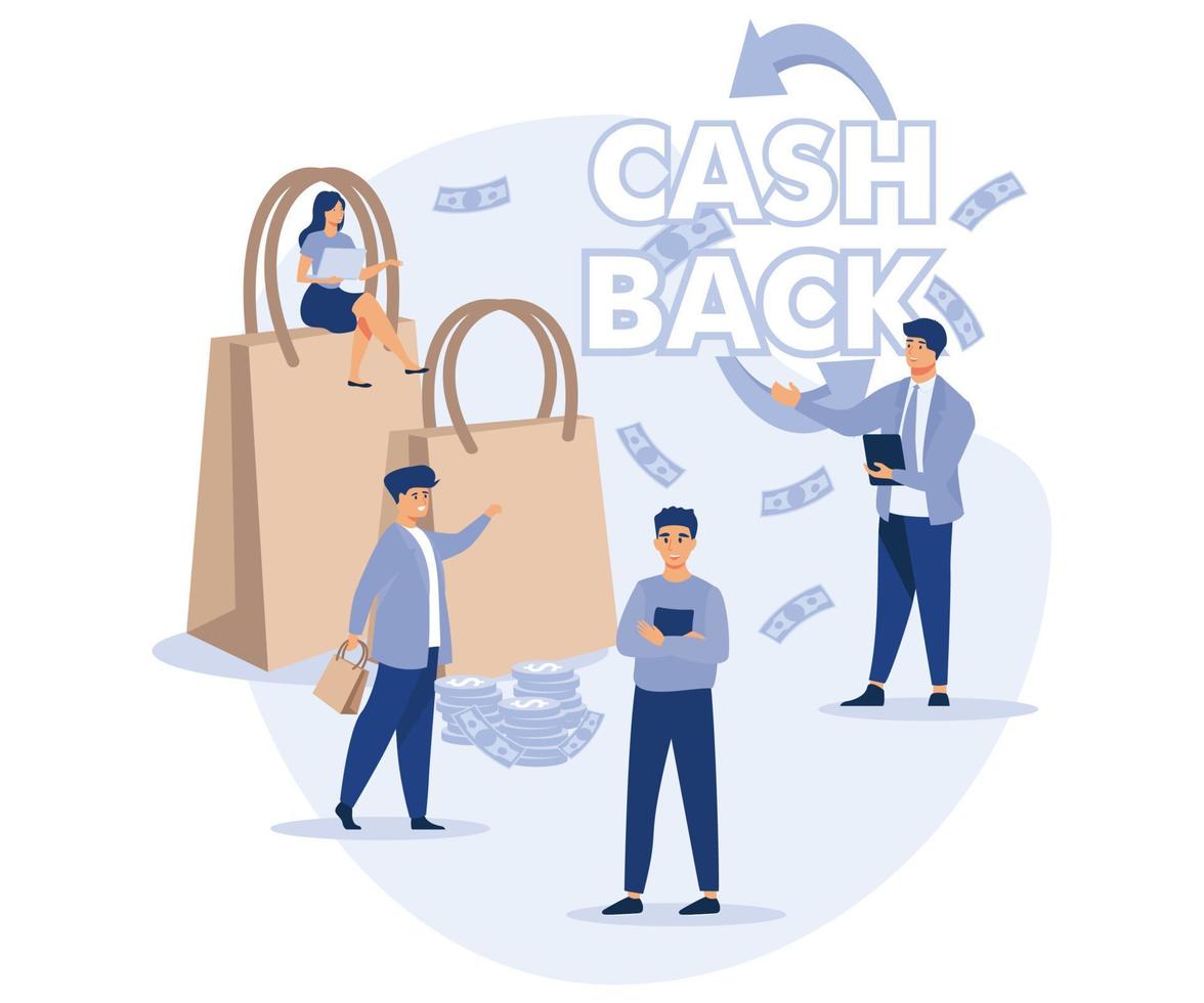 Cash back. Money refund, online shopping, money growth concept. flat vector modern illustration