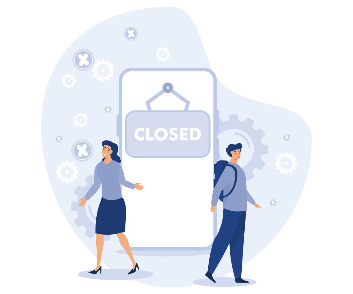 Sorry we are closed concept. Closed establishments cafe, shop, store. flat vector modern illustration