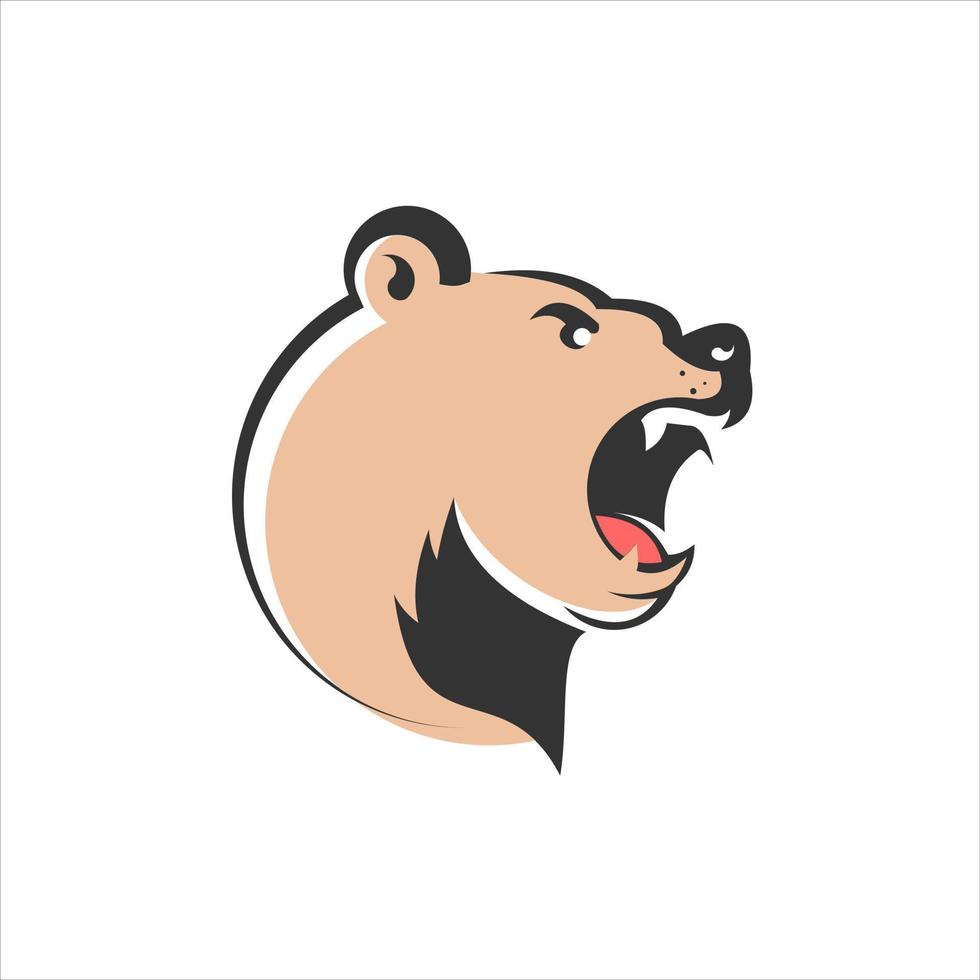 dibujos animados marrón oso cabeza rugido animal ilustración vector