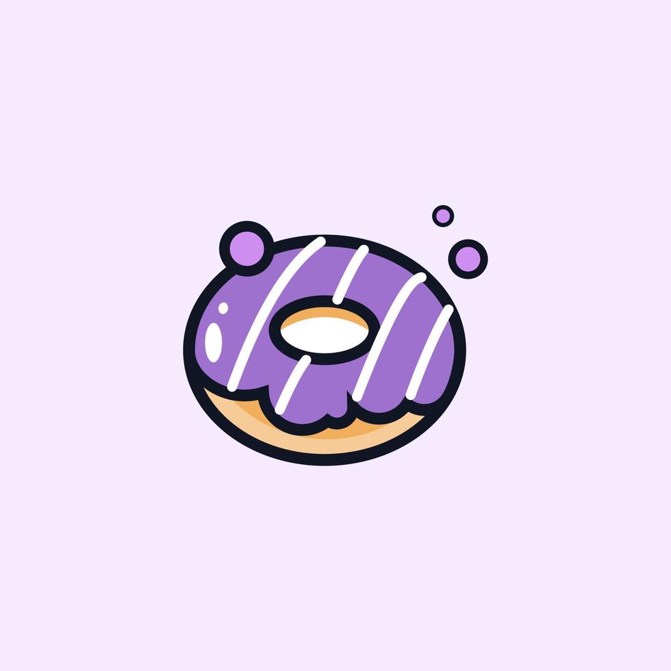 Cartoon Creamy Blueberry Glaze Sweet Donut Bakery vector