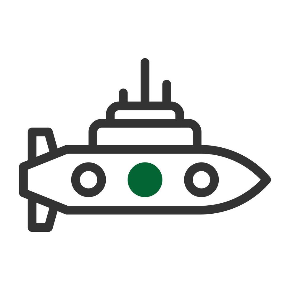 submarino icono duotono estilo gris verde color militar ilustración vector Ejército elemento y símbolo Perfecto.