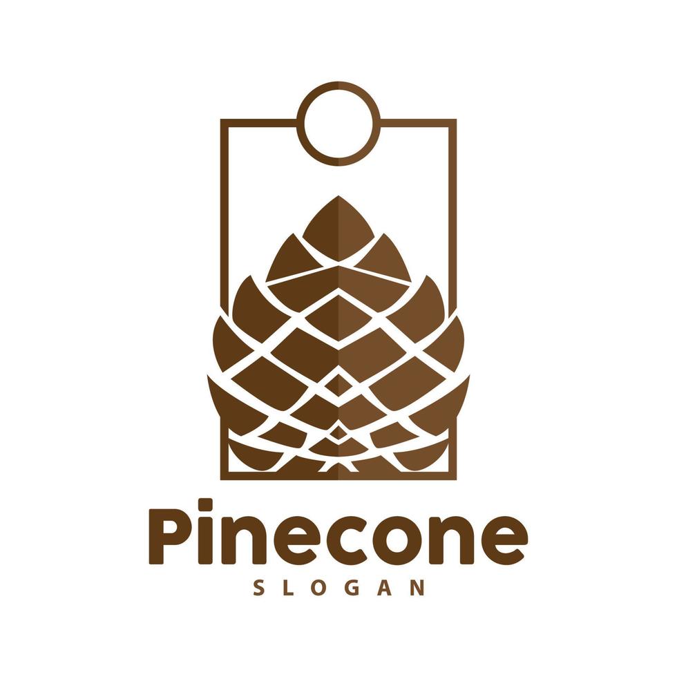 Pine Cone Logo, Elegant Luxury Pine Simple Design, Tree Acorn Icon Vector, Product Brand Illustration vector