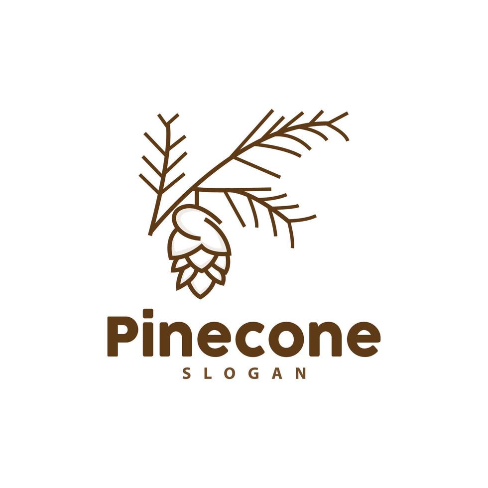 Pine Cone Logo, Elegant Luxury Pine Simple Design, Tree Acorn Icon Vector, Product Brand Illustration vector
