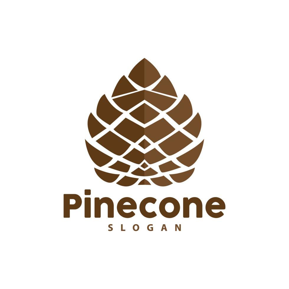 Pine Cone Logo, Elegant Luxury Pine Simple Design, Tree Acorn Icon Vector, Product Brand Illustration vector