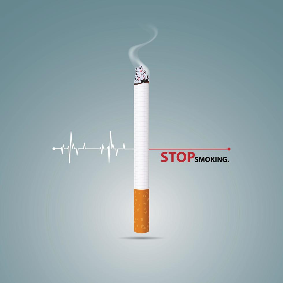 May 31st World No Tobacco Day banner design. Heart bit line and cigarette. World No Tobacco Day. Creative design idea for poster, banner, website. No Smoking Day Banner. vector illustrator