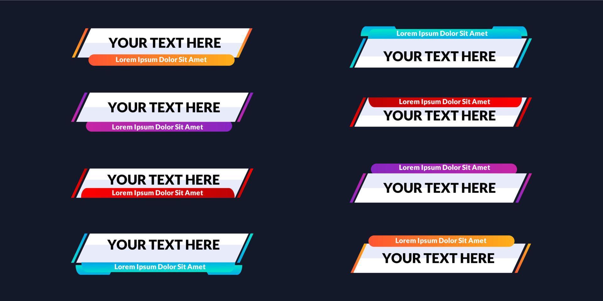 vector set of eight modern lower third banner template