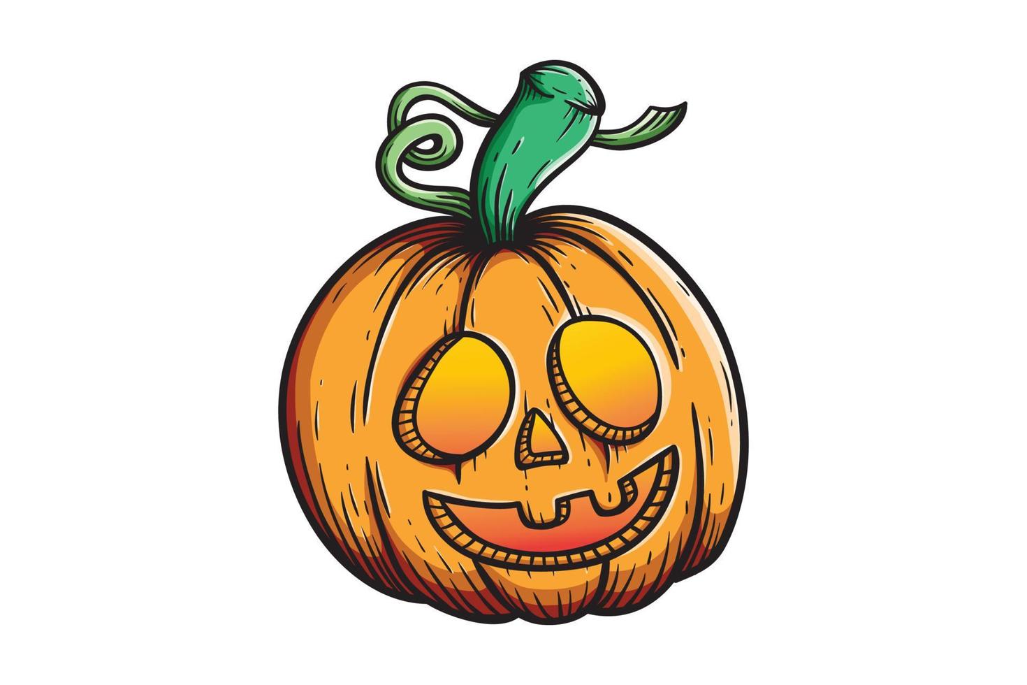 hand drawing pumpkin character with funny face vector