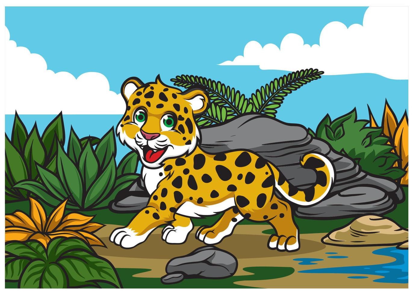 joven leopardo en el selva vector