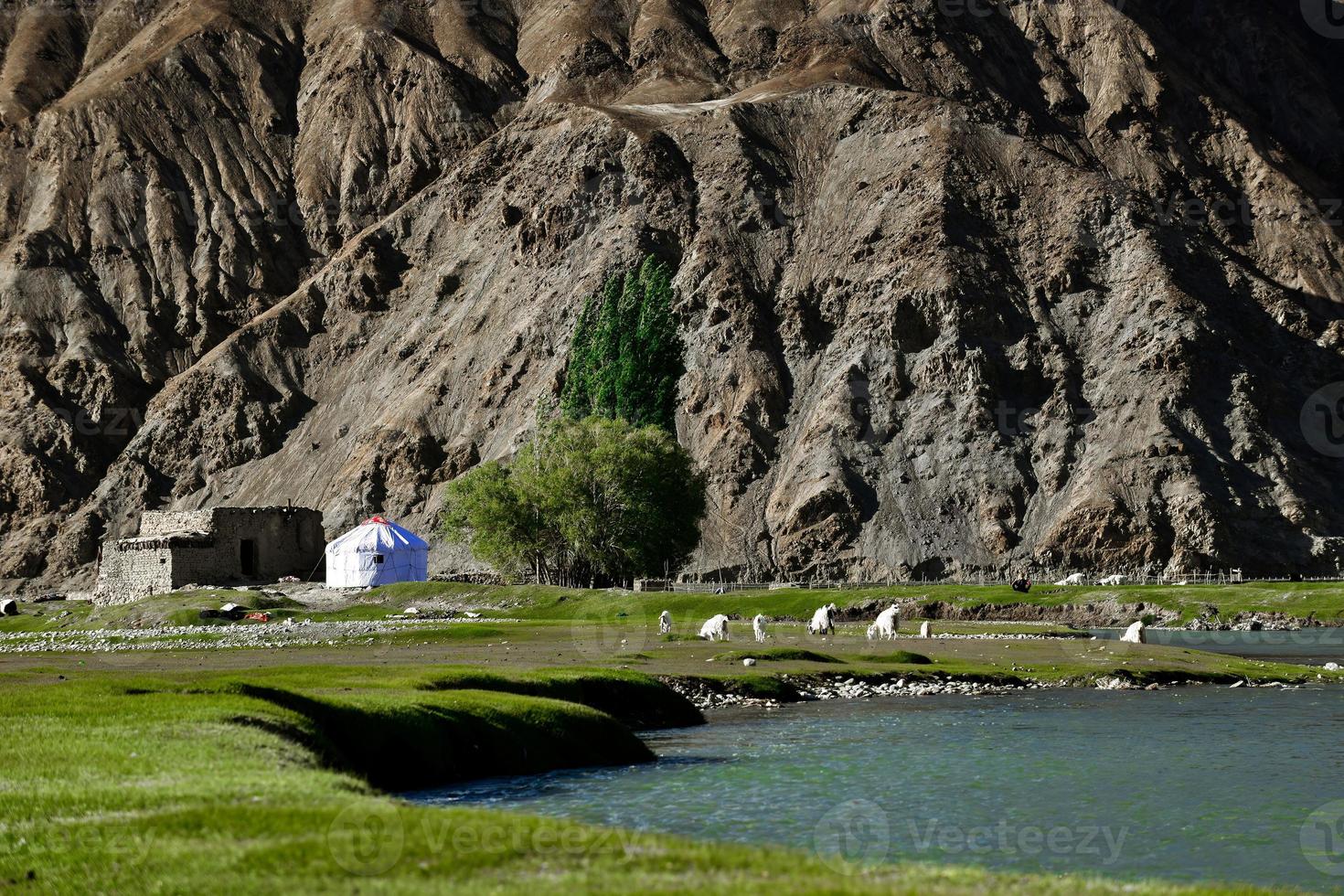 Alar National Wetland Park is surrounded by high mountains photo