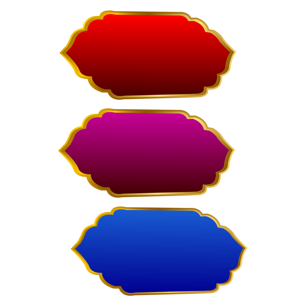 conjunto de marco de título de banner islámico árabe dorado de lujo png fondo transparente cuadro de texto dorado imágenes de diseño vectorial