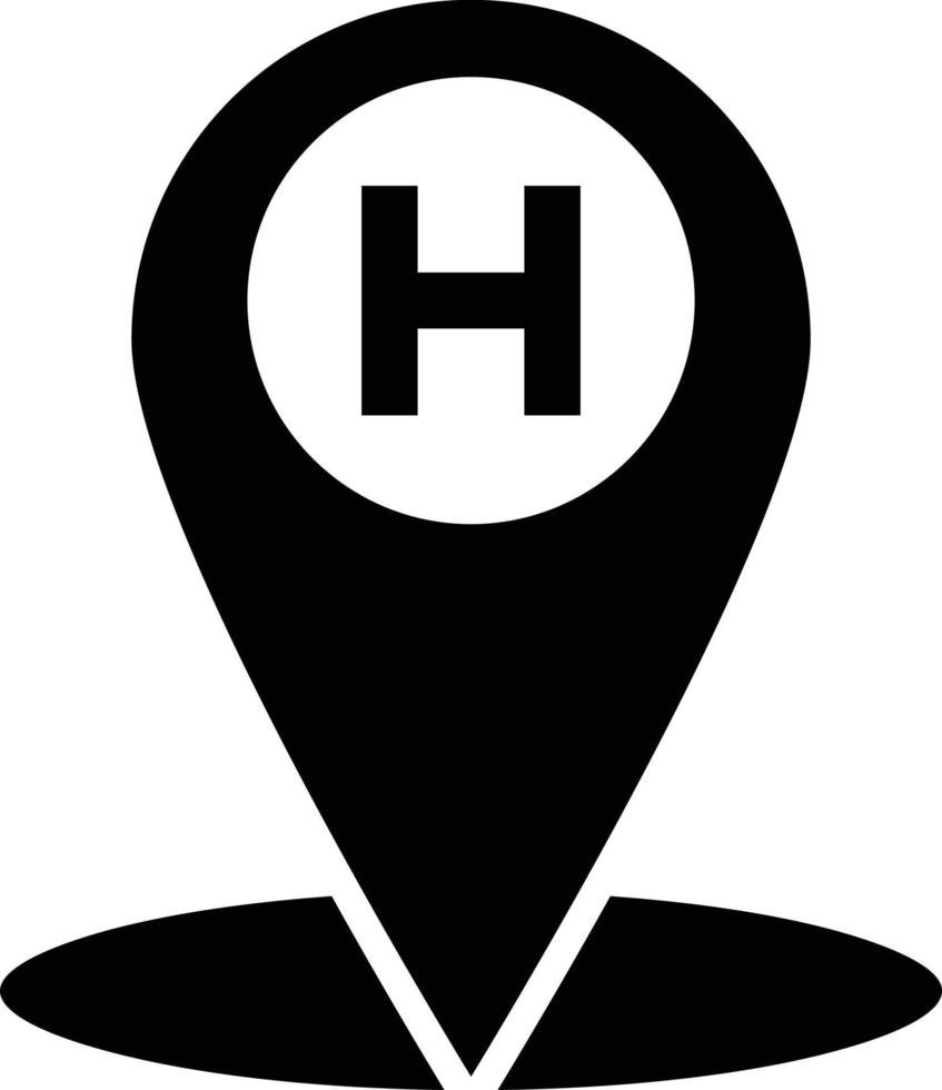 ilustración de diseño de icono de vector de ubicación de hospital