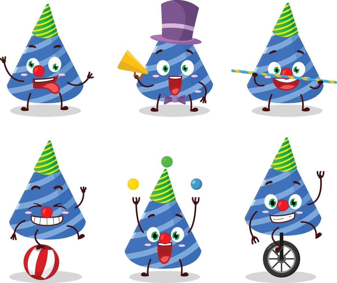 Cartoon character of party hat with various circus shows vector