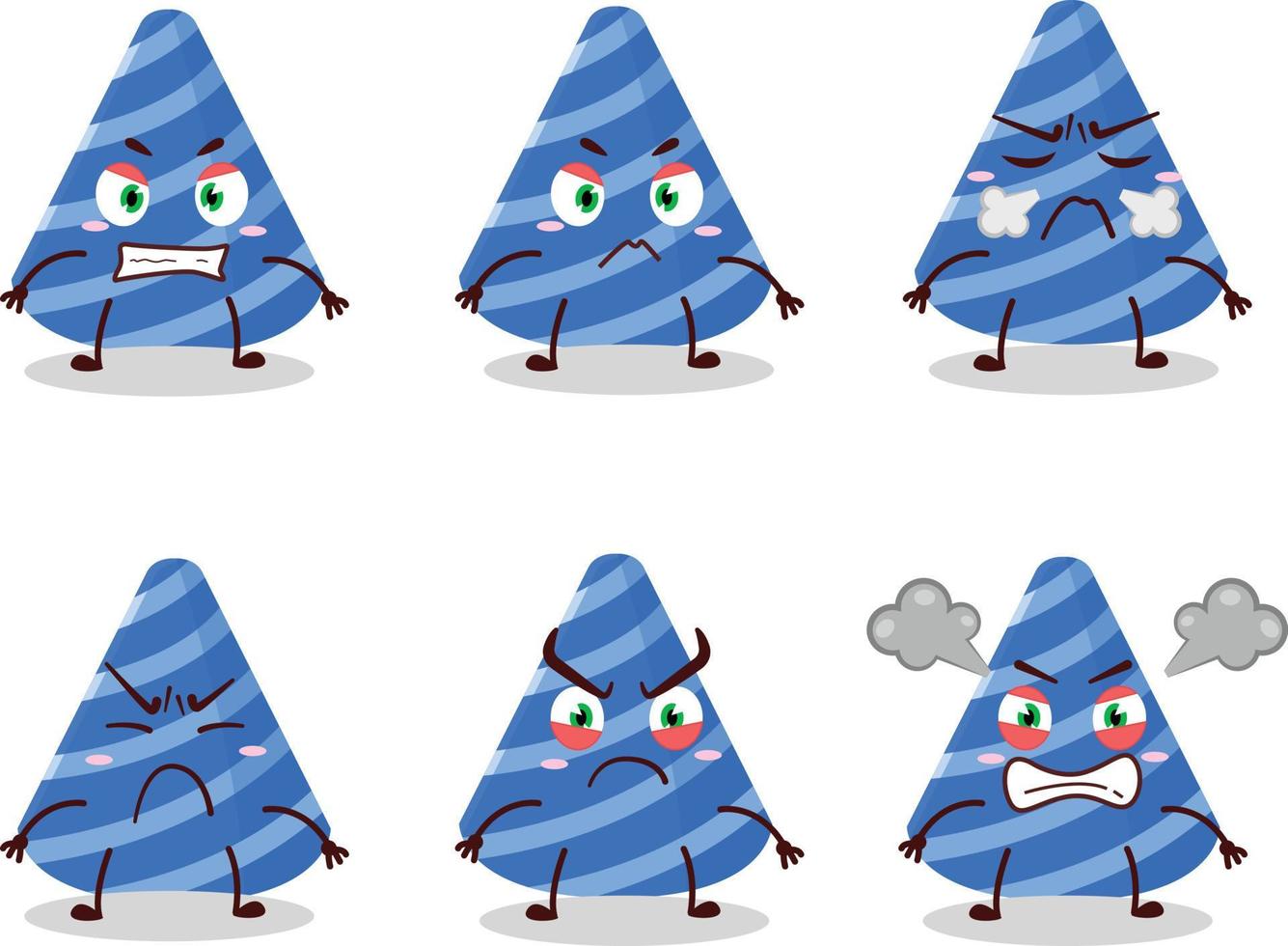 Party hat cartoon character with various angry expressions vector