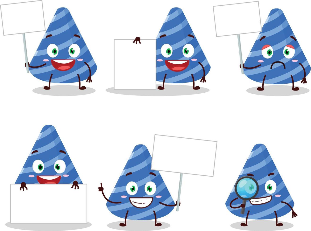 Party hat cartoon character bring information board vector