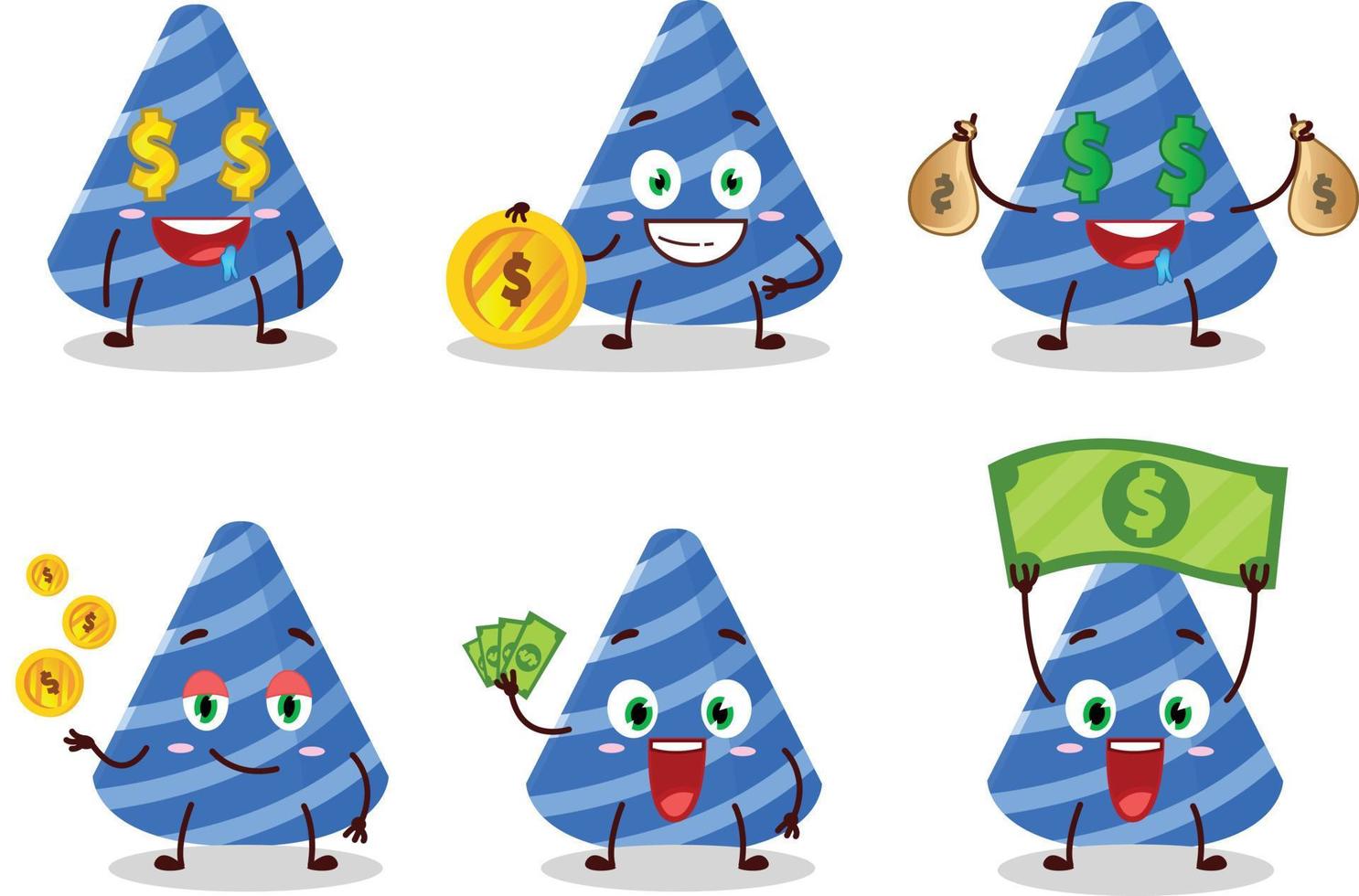 Party hat cartoon character with cute emoticon bring money vector