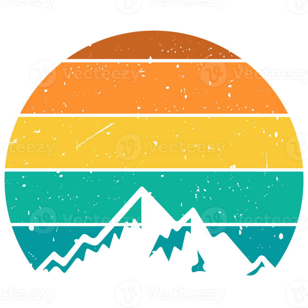 montagnerétro le coucher du soleil clipart graphique png