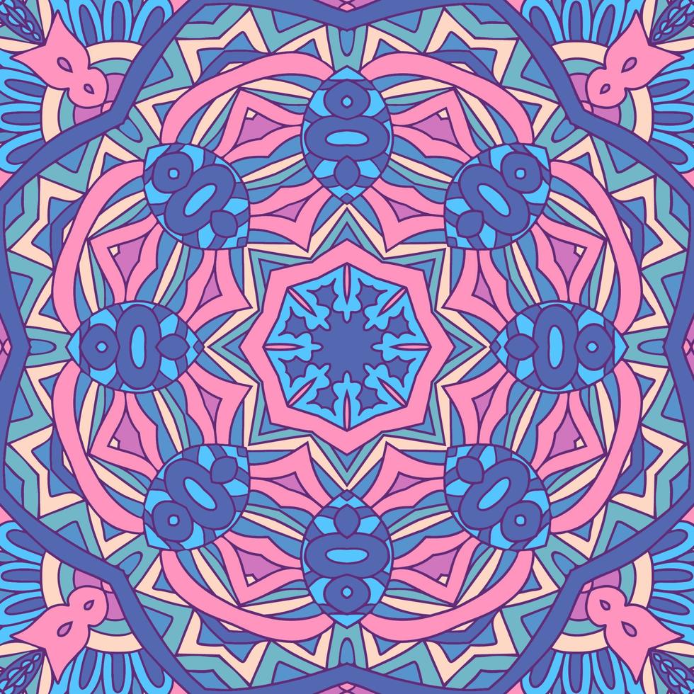 Ethnic tribal geometric playful pattern for fabric. Mexican colorful psychedelic design. vector