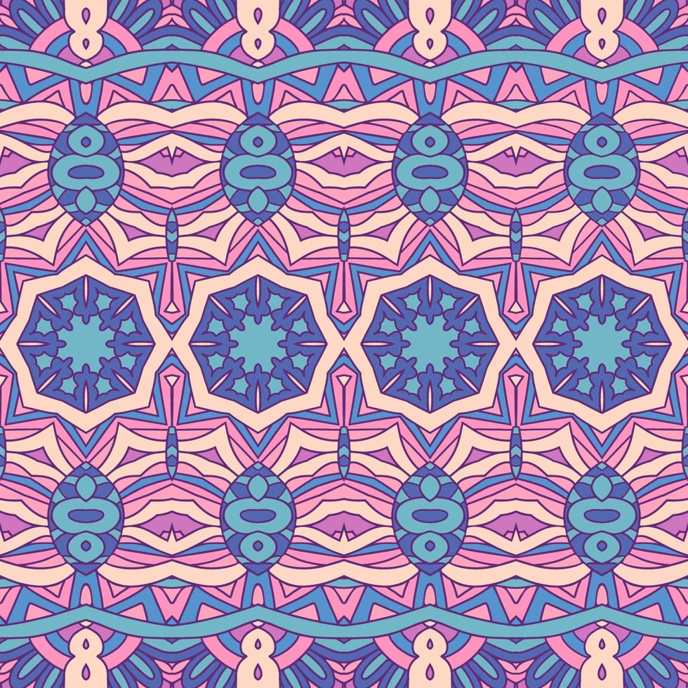 Ethnic tribal geometric playful pattern for fabric. Mexican colorful psychedelic design. vector