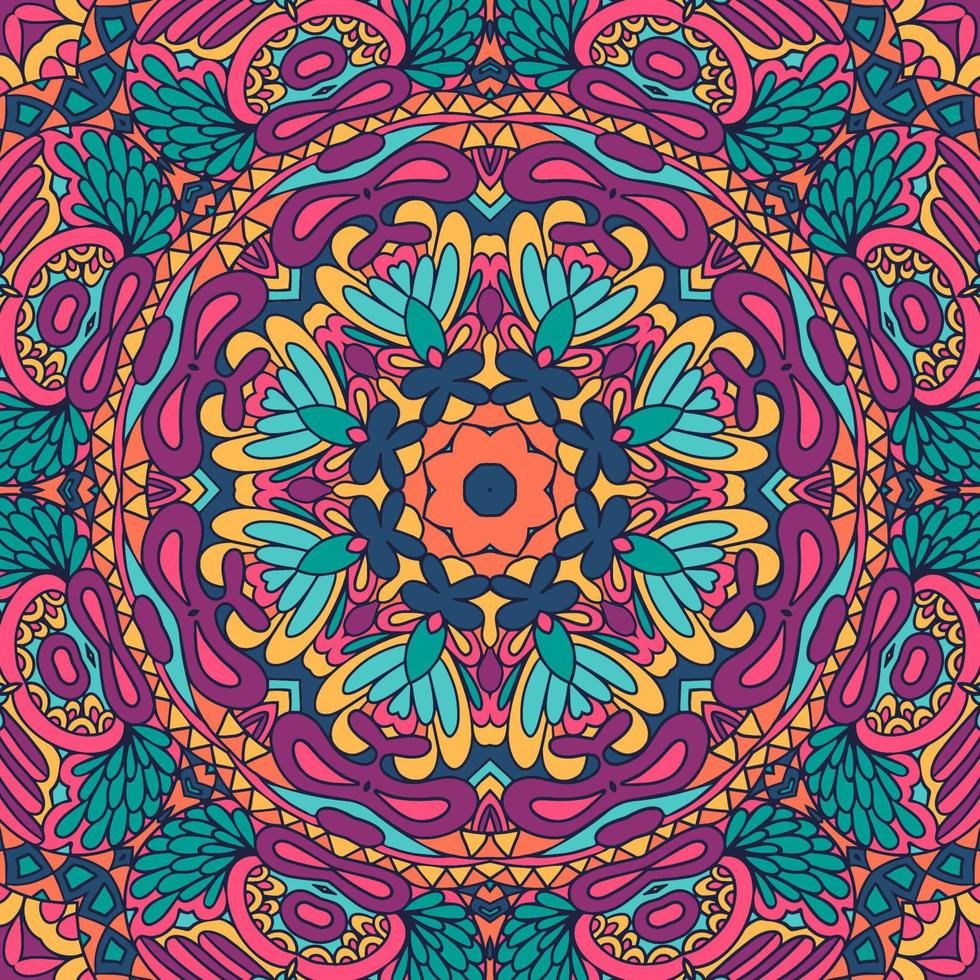 Ethnic tribal geometric playful pattern for fabric. Mexican colorful psychedelic design. vector