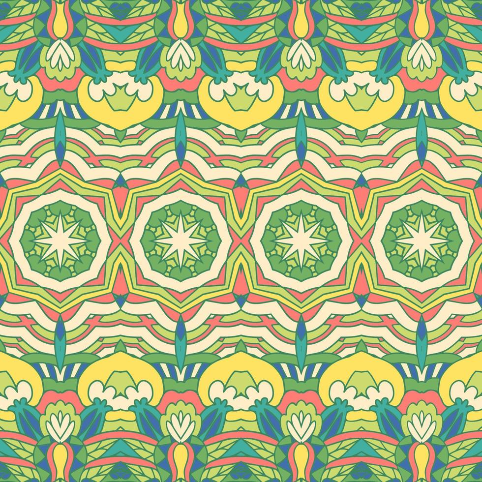 Ethnic tribal geometric playful pattern for fabric. Mexican colorful psychedelic design. vector