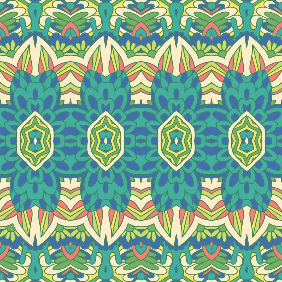 Ethnic tribal geometric playful pattern for fabric. Mexican colorful psychedelic design. vector