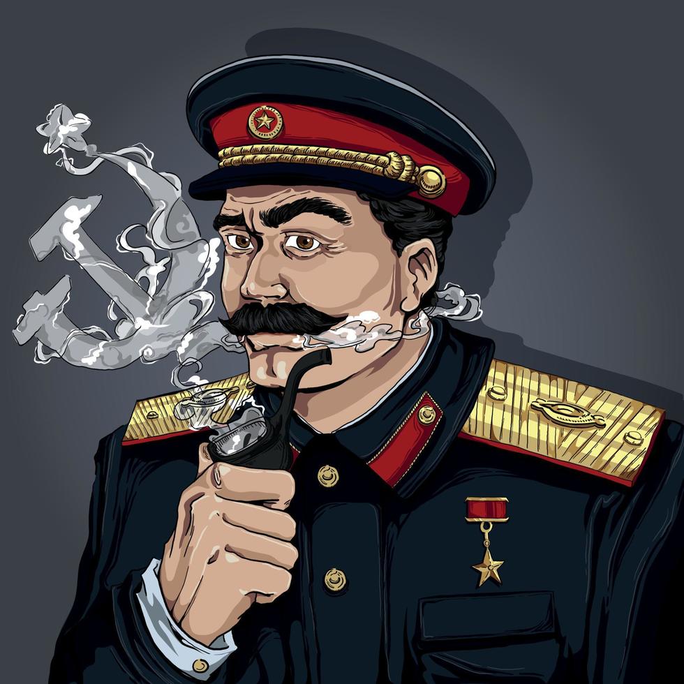 portarit of losif stalin smoking vector