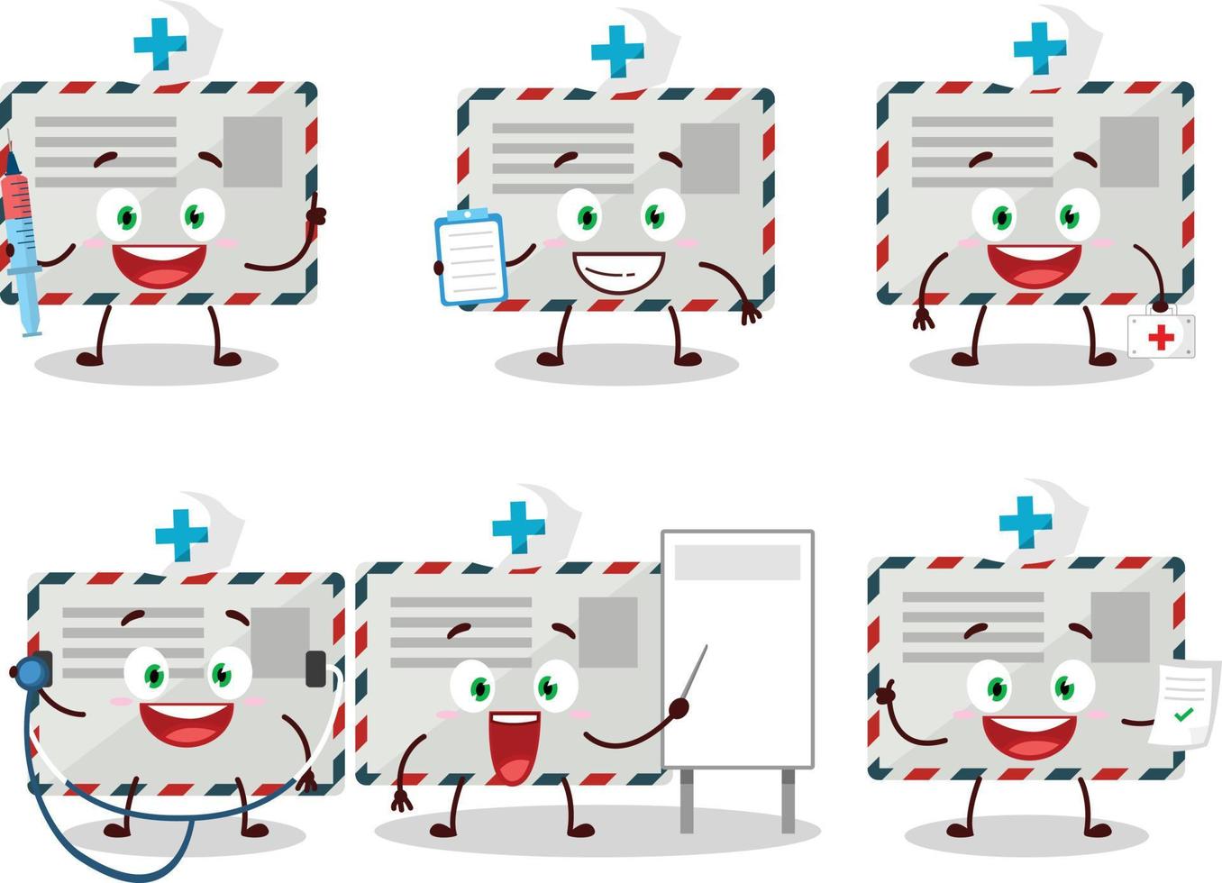 Doctor profession emoticon with envelope cartoon character vector
