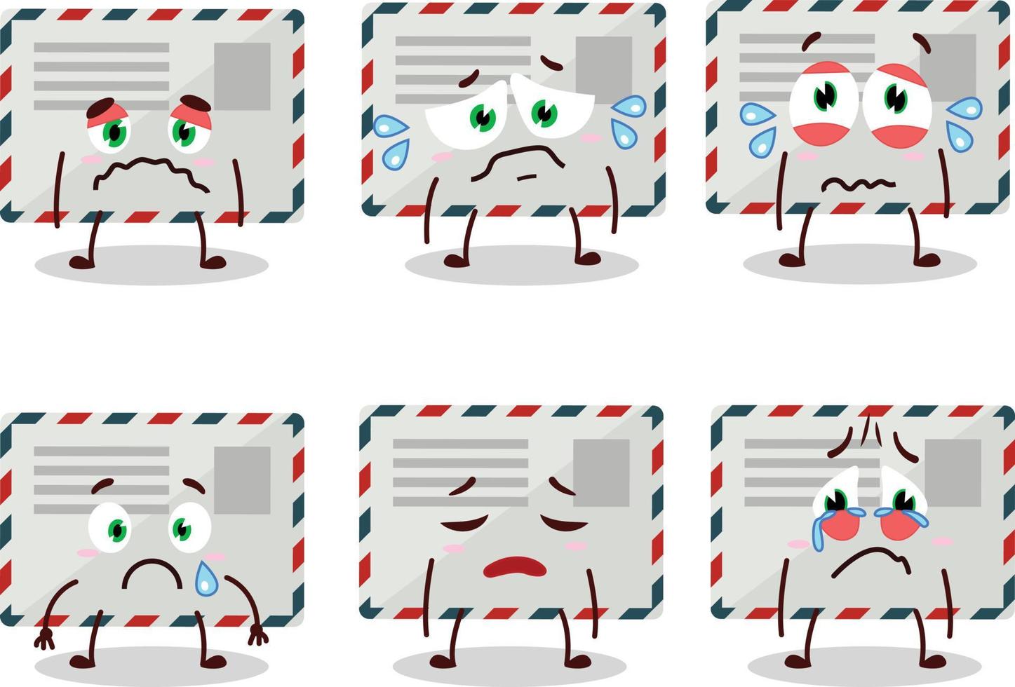 Envelope cartoon in character with sad expression vector