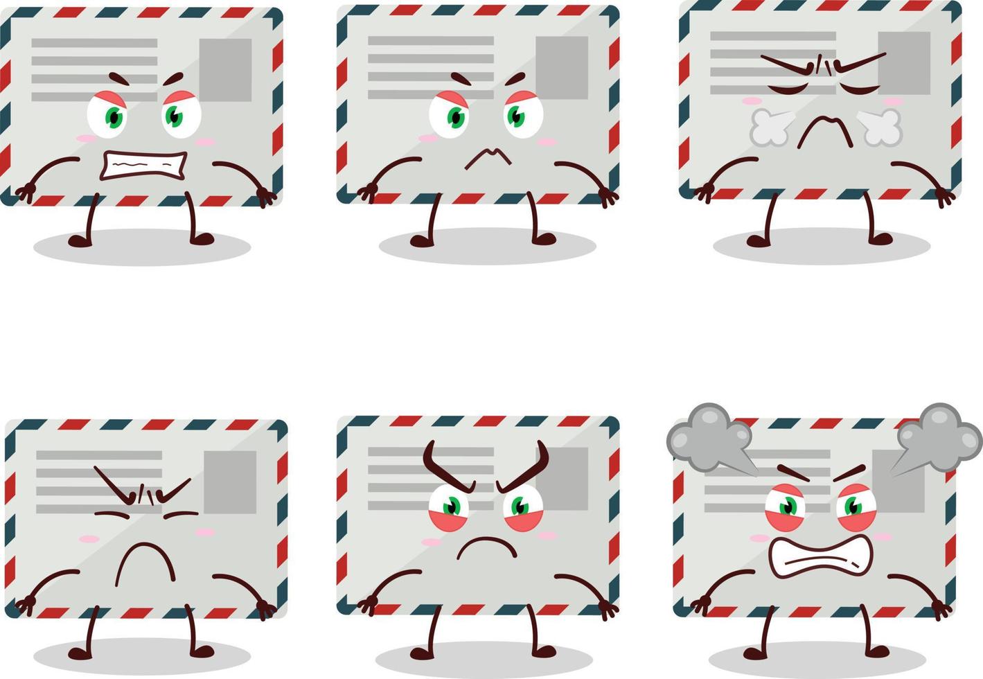 Envelope cartoon character with various angry expressions vector