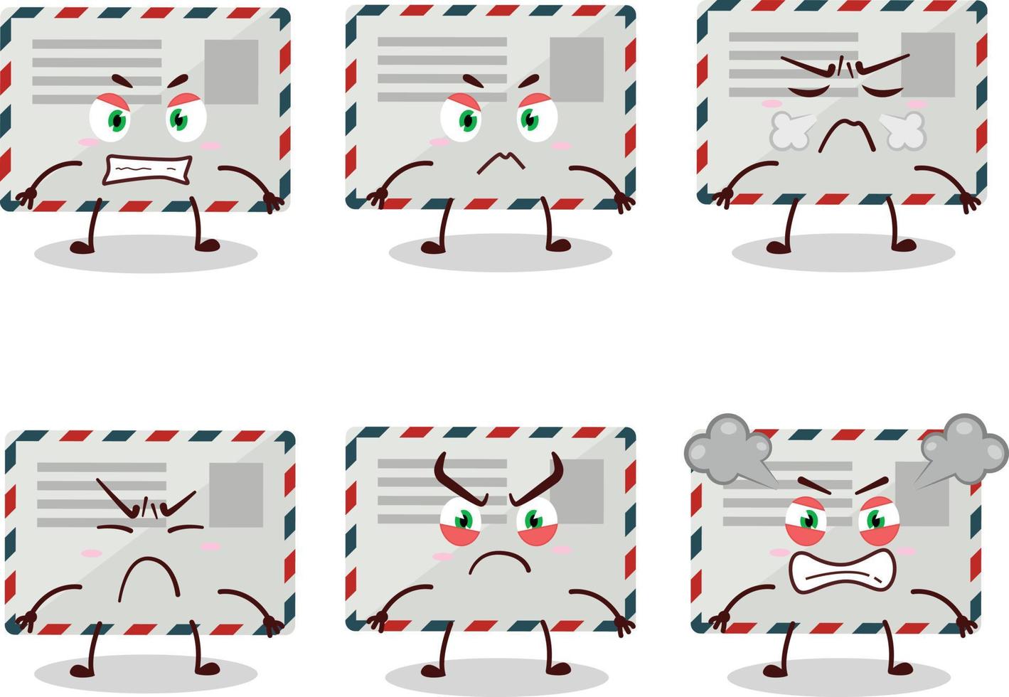 Envelope cartoon character with various angry expressions vector