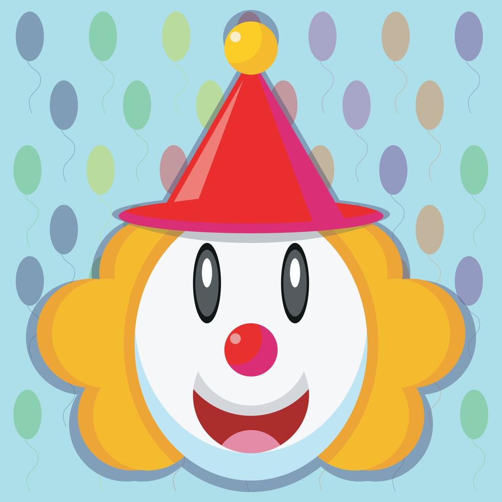 funny clown with hat vector illustration