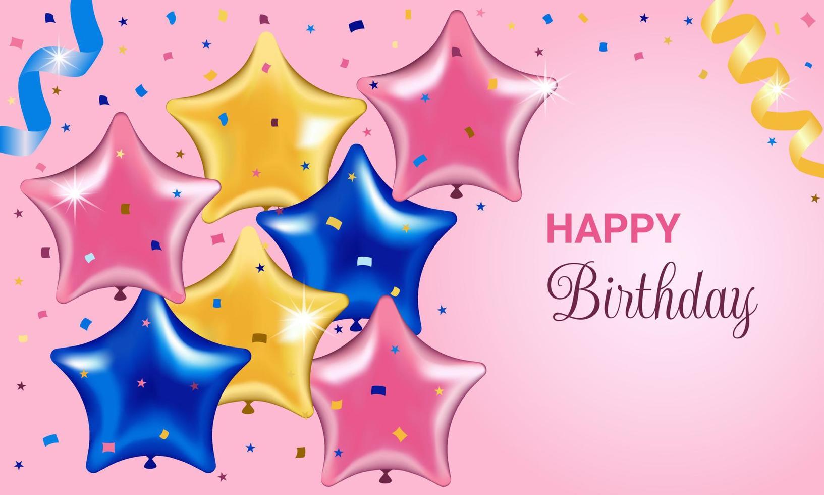 Vector illustration. Confetti, streamers, balloons. Festive background.