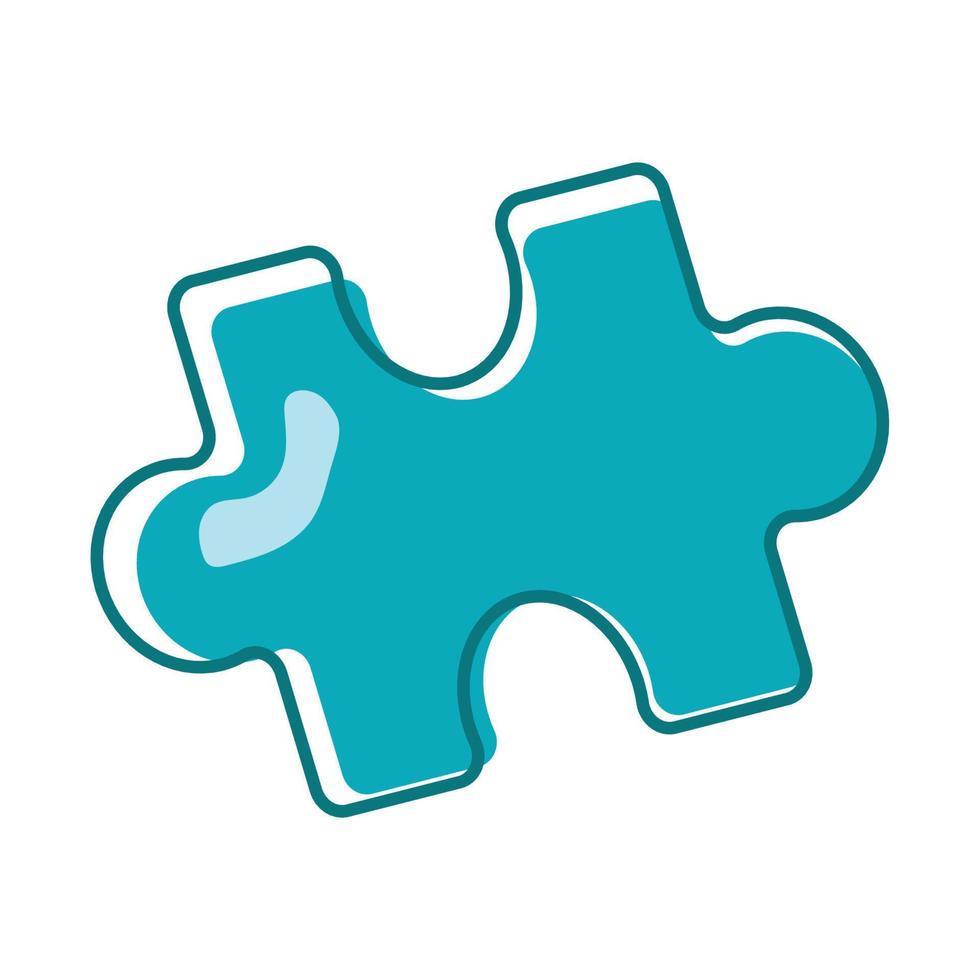 Blue Puzzle Piece Icon Vector with Outline for Autism Awareness Day Banner Element Decoration
