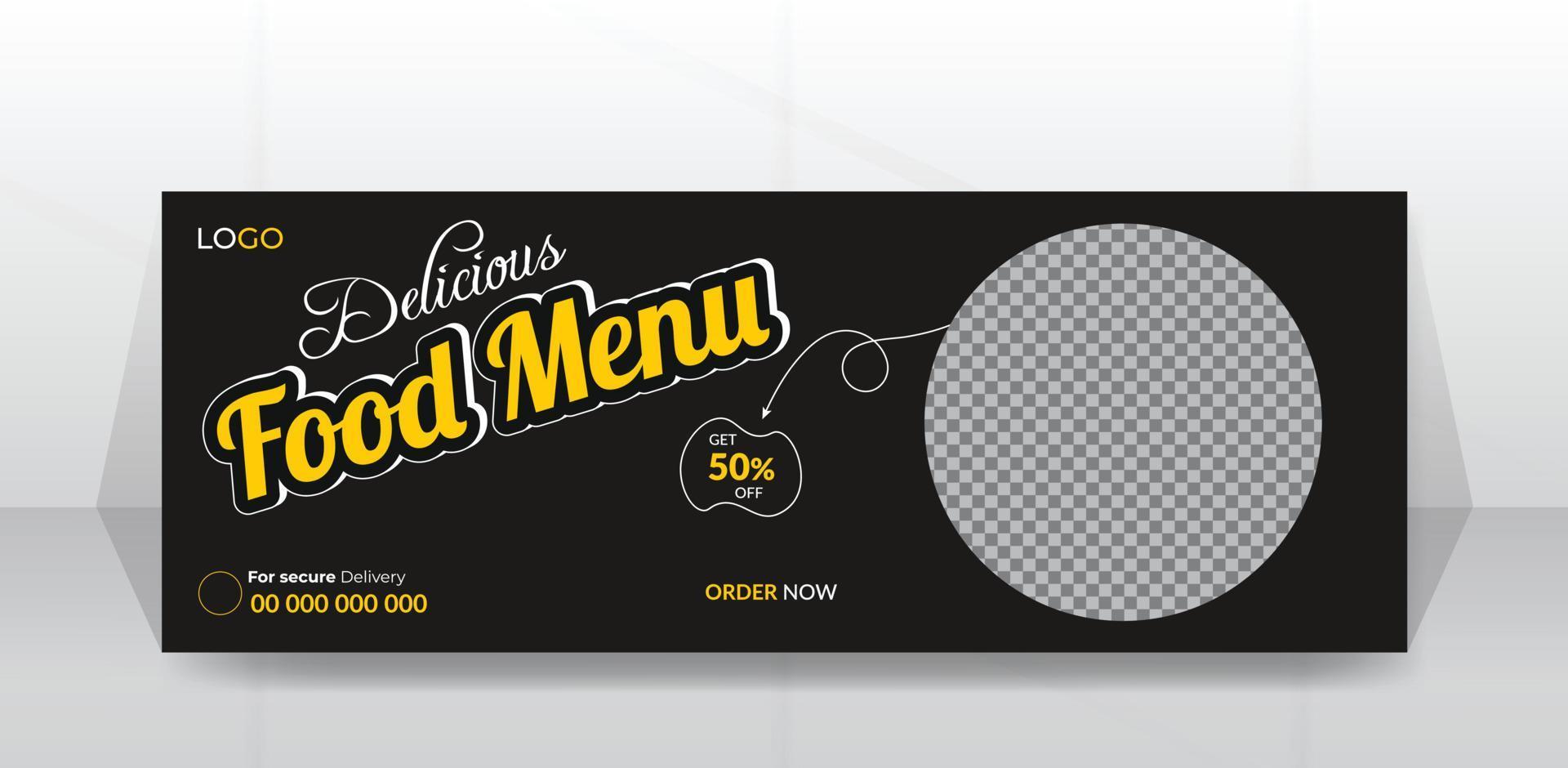 Food Promotional timeline cover template, modern flat restaurant business timeline cover, banner, social media post, web banner, design vector