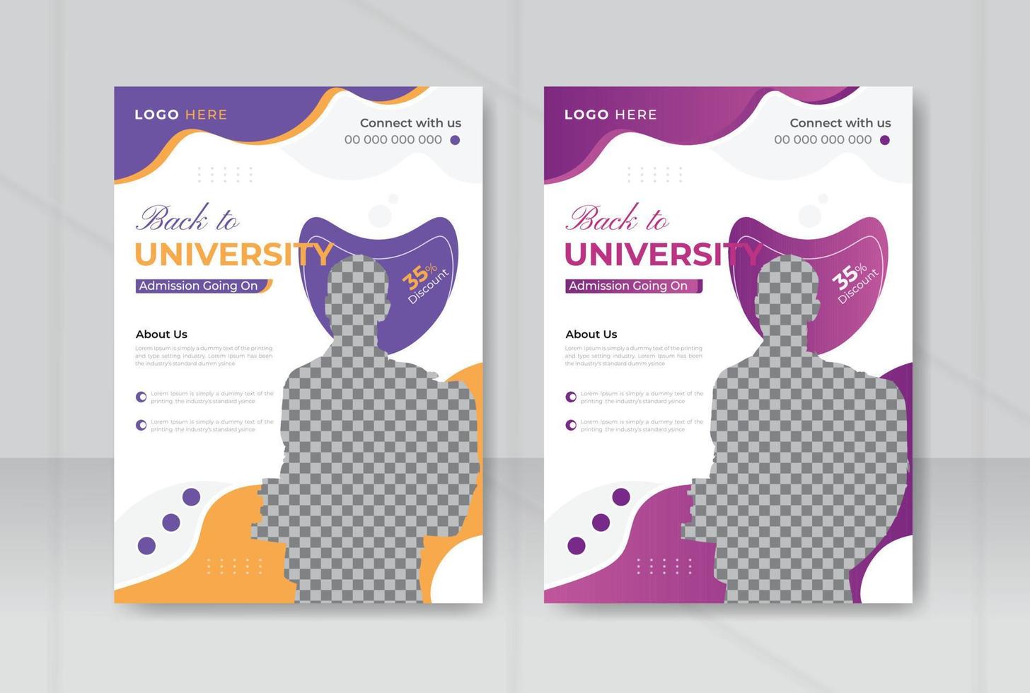 Back to University admission flyer design or promotion business flyer template, vector, a4 size ,magazine ,brochure, annual report vector