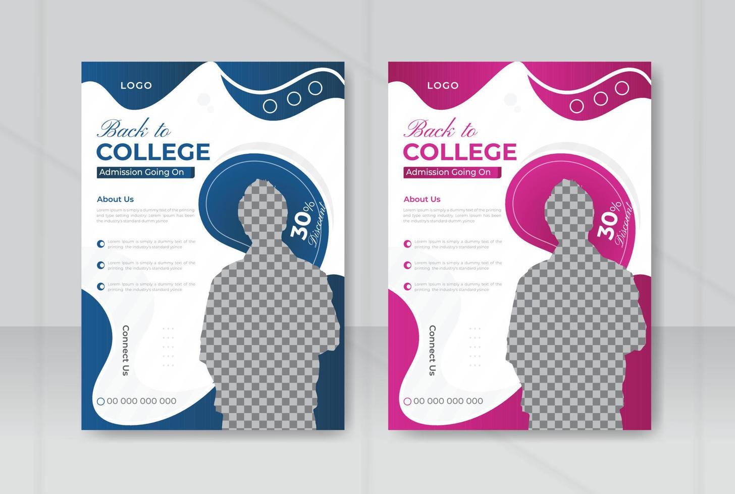 College admission flyer design or promotion business flyer template, vector, a4 size ,magazine ,brochure, annual report vector