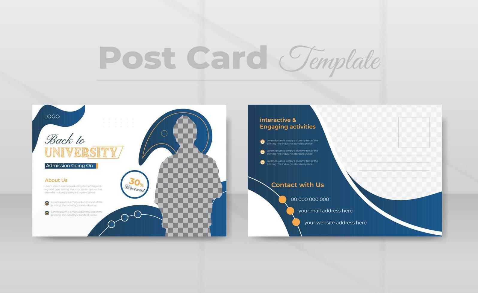 Creative and modern University education admission postcard template design vector