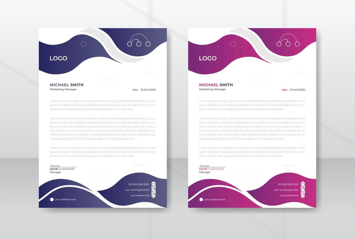 Corporate business professional trendy minimal page poster letterhead template design vector