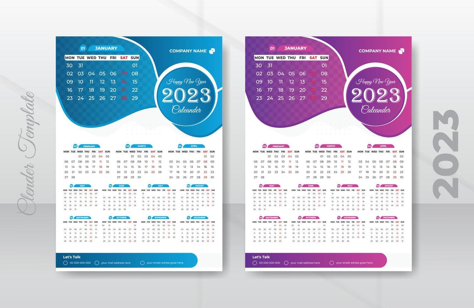 Wall Calendar 2023, Wall calendar design template for 2023, minimalist, clean, and elegant design Calendar for 2023, 20223wall calendar template design vector