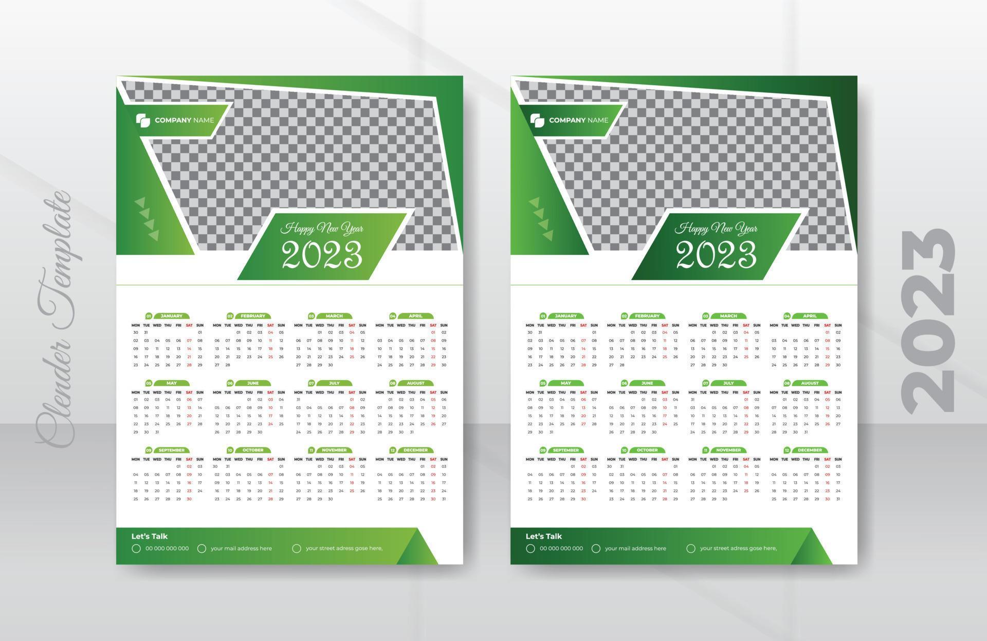 2023, 2024 One page wall calendar design template, modern 12 month one 12 Month One Page Calendar