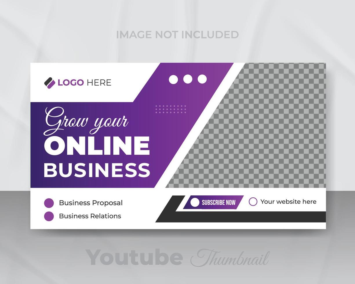 Digital marketing online business video thumbnail, unique Business ideas youtube thumbnail design creative template editable design vector
