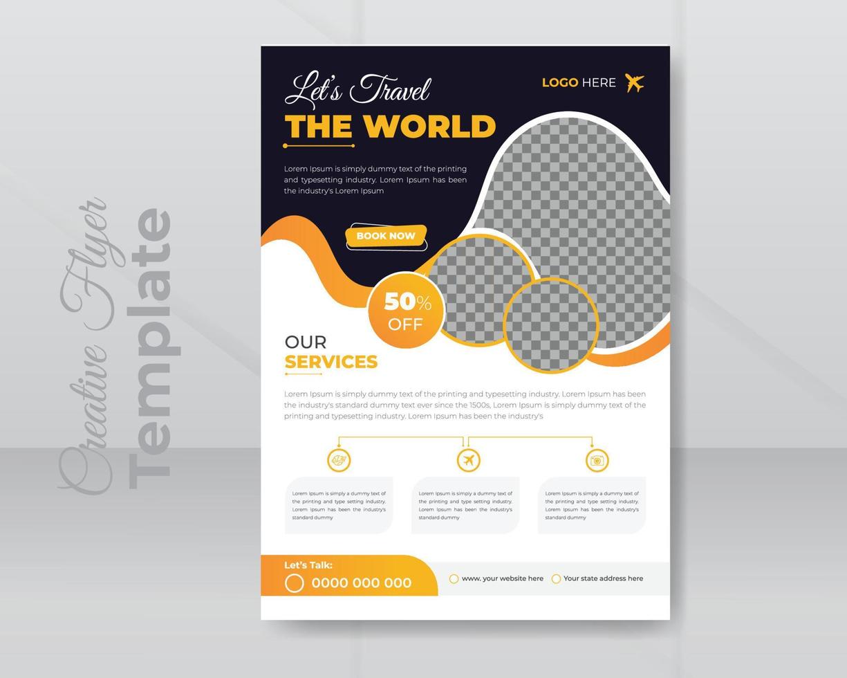 Business agency travel flyer design or summer party flyer template poster, leaflet, layout vector