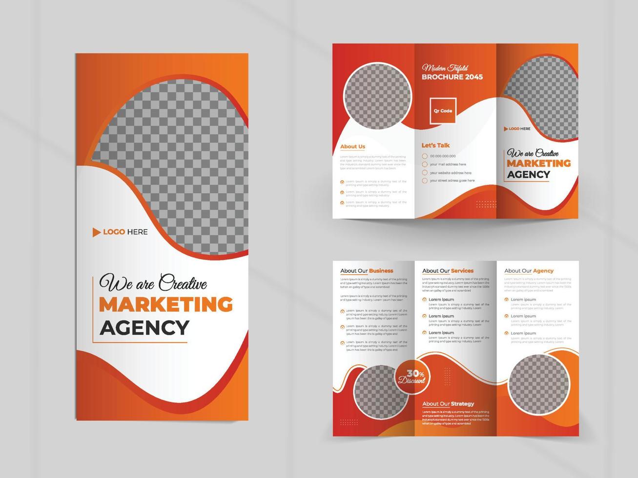 Modern Creative and Professional tri fold brochure design with simple and minimalist promotion layout vector