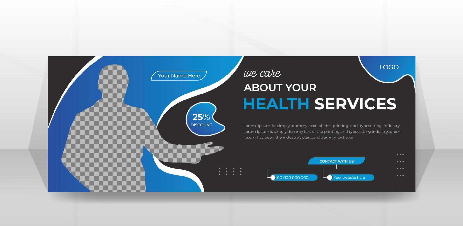 Modern medical healthcare services Social Media timeline Cover design or business hospital web banner template vector