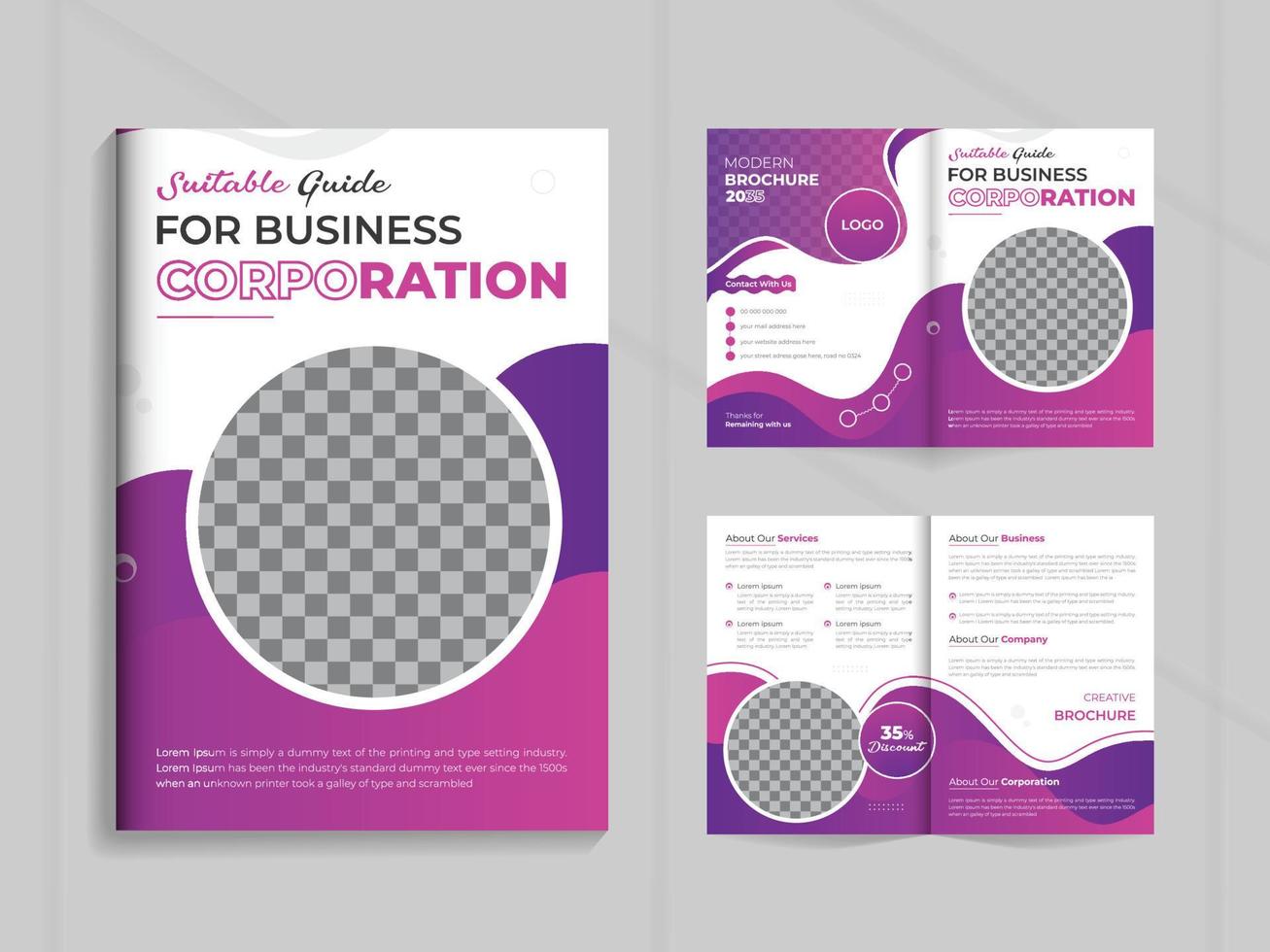BCreative and Modern Business profile brochure design template 4 pages with shapes for a company or corporate agency vector