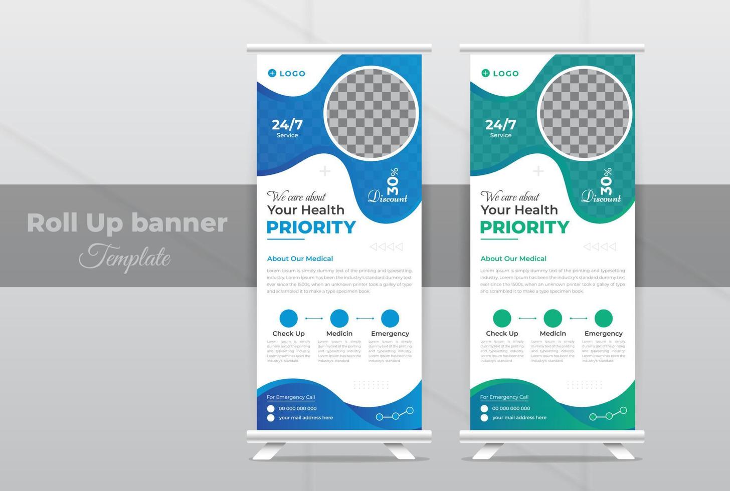 Creative Medical Health care Multipurpose business pharmacy Vertical X banner rollup banner design hospital doctor clinic dental Flag modern concept design for print with 2 color variations vector