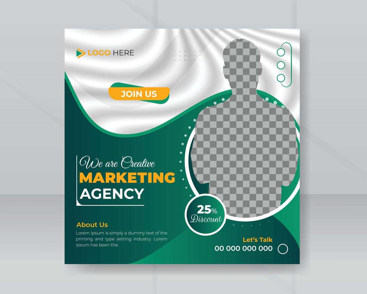 We are creative marketing agency and modern corporate business flyer promotion sale offer square layout social media post or web banner design vector