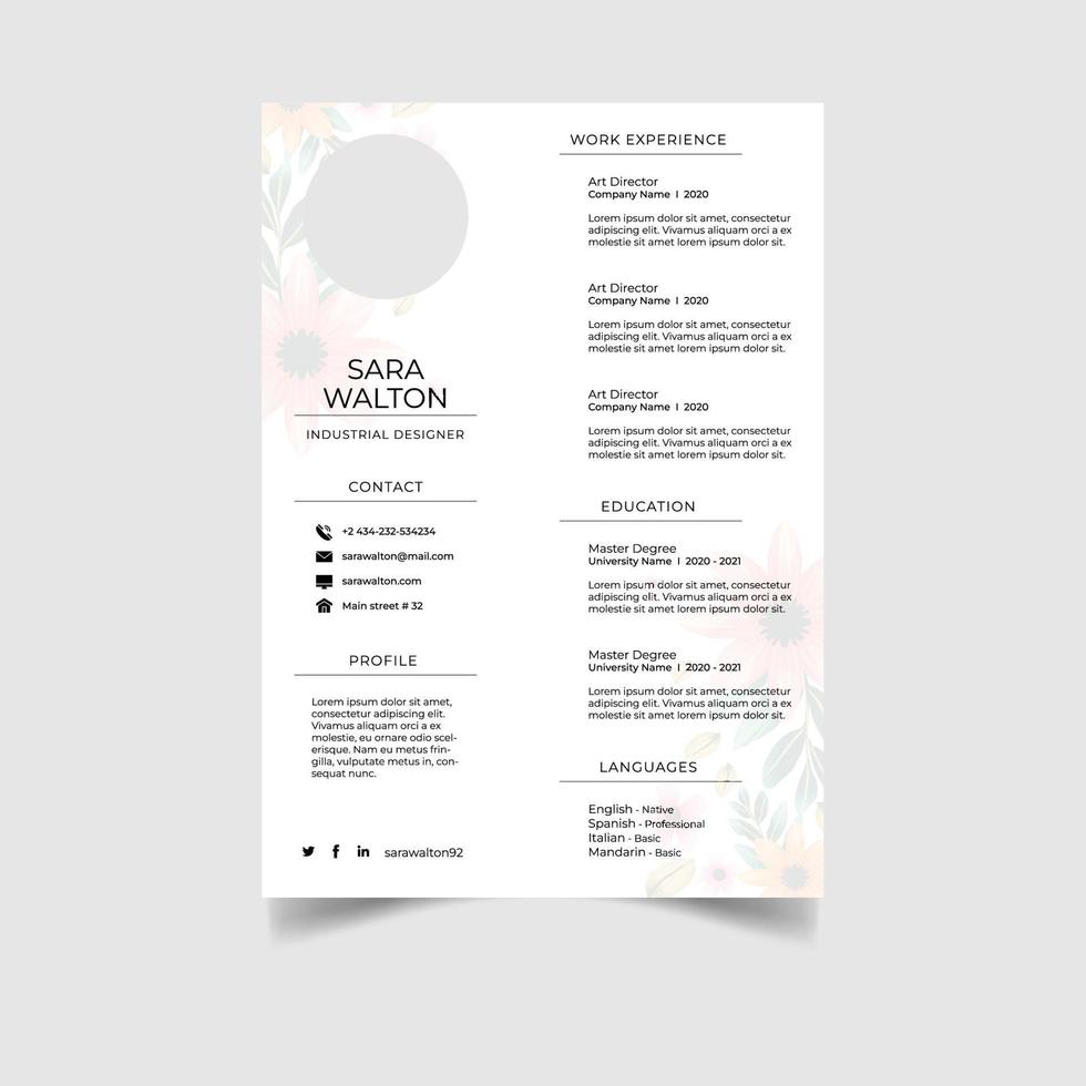 Creative resume design template vector