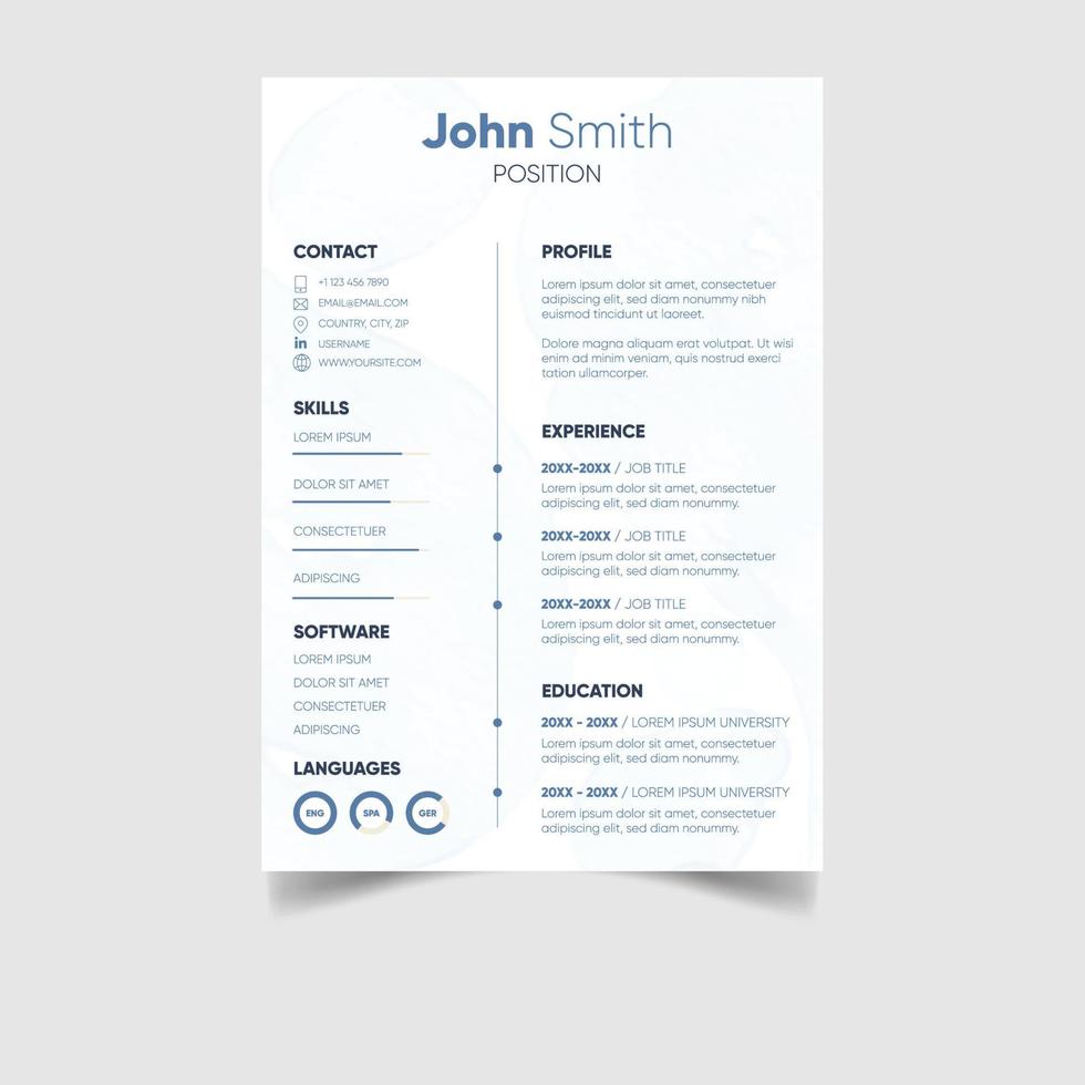 Minimalist professional cv or resume template design vector