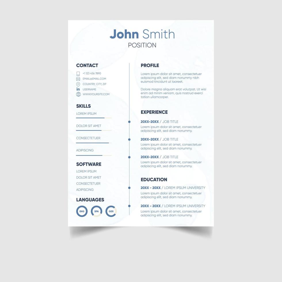 minimalista profesional CV o currículum modelo diseño vector